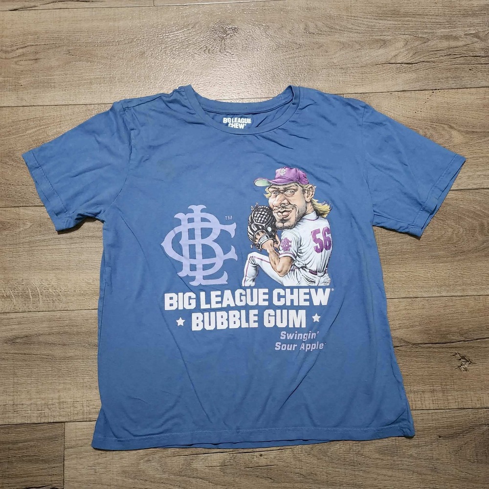 Big League Chew Swingin Sour Apple Blue T-Shirt Men XL Baseball Bubblegum
